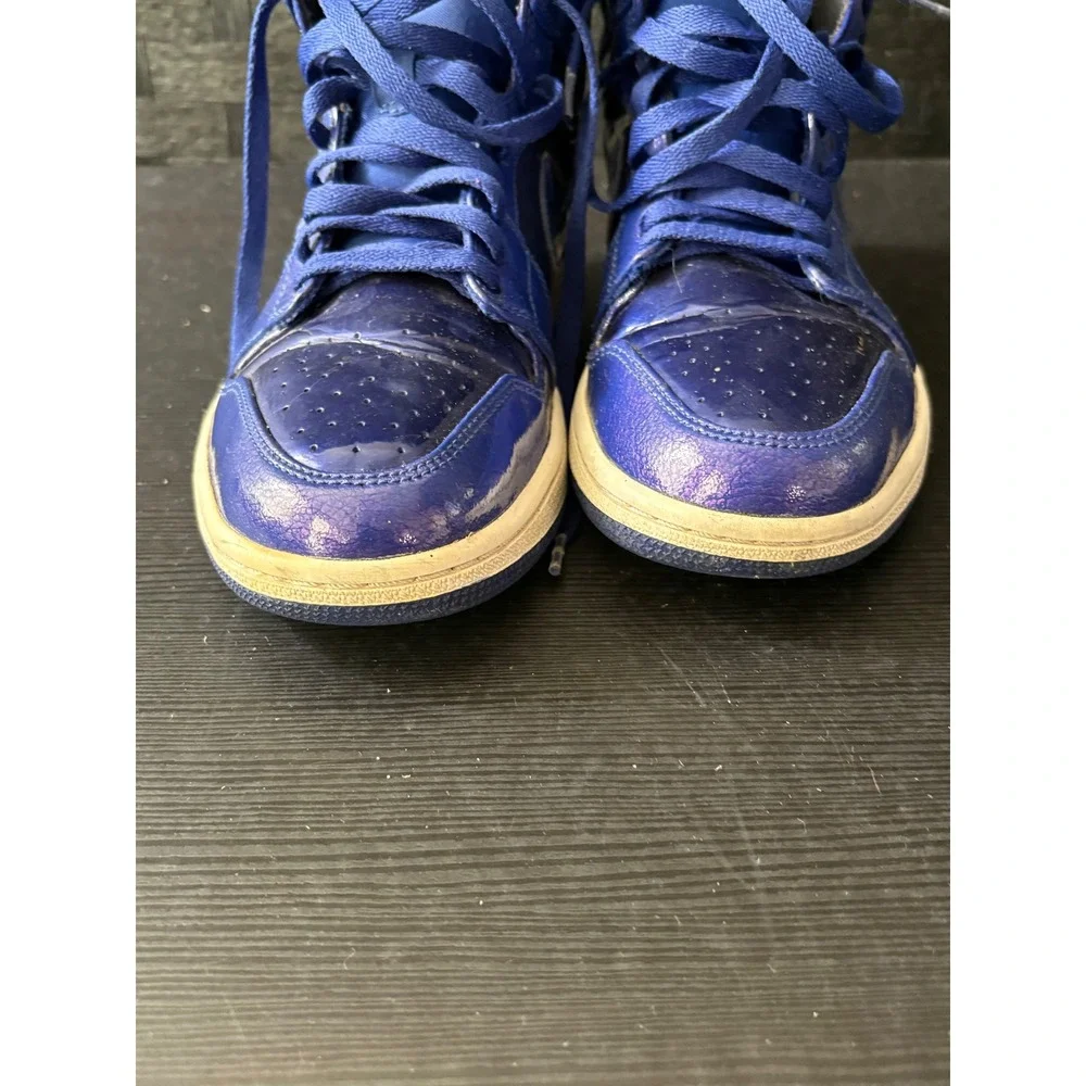 READ Nike Air Jordan 1 Retro High Deep Royal Patent Leather 332550-420 Size 9
